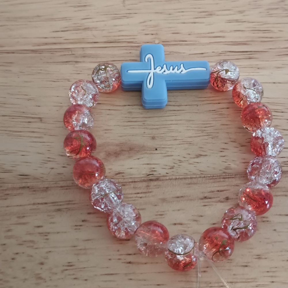 Kids Rosary Bracelet with Blue Cross